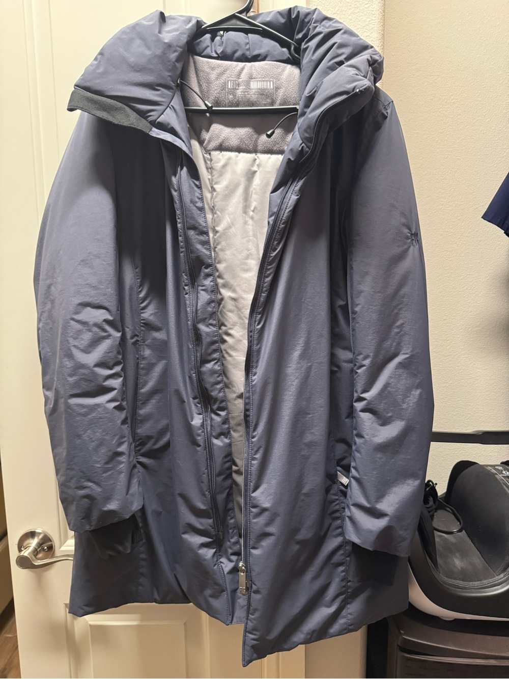 Figs Women's Slate Blue Long Puffer Coat